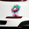 QT2195#15cm Suluboya Pembe Flamingo Su Geçirmez Araba Dekoratif Çıkartma, Arabalar, Dizüstü Bilgisayarlar, Tamponlar, Cam Pencere Çıkartması İçin Uygundur