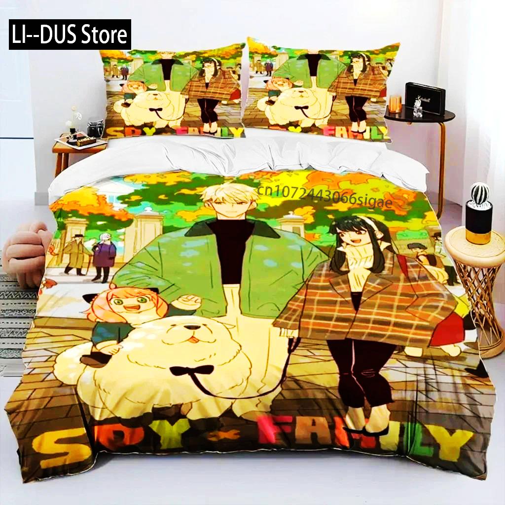 Anime SPY×FAMILY Anya Bedding Set Boys Girls Twin Queen Size Duvet Cover Pillowcase Bed Boys Adult Fashion Home Textileextile