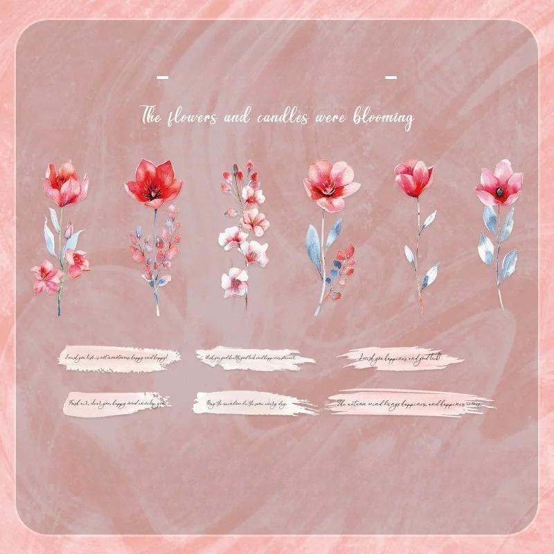 12 Sheets INS Plant Flower Scrapbooking Materials PET Sticker Pack Junk Journal Collage Decorative Aesthetic Stationery Stickers