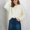 European & American Sweet Style Doll Collar Waffle Knit Long Sleeve Women's Shirt - New Spring Solid Color Design