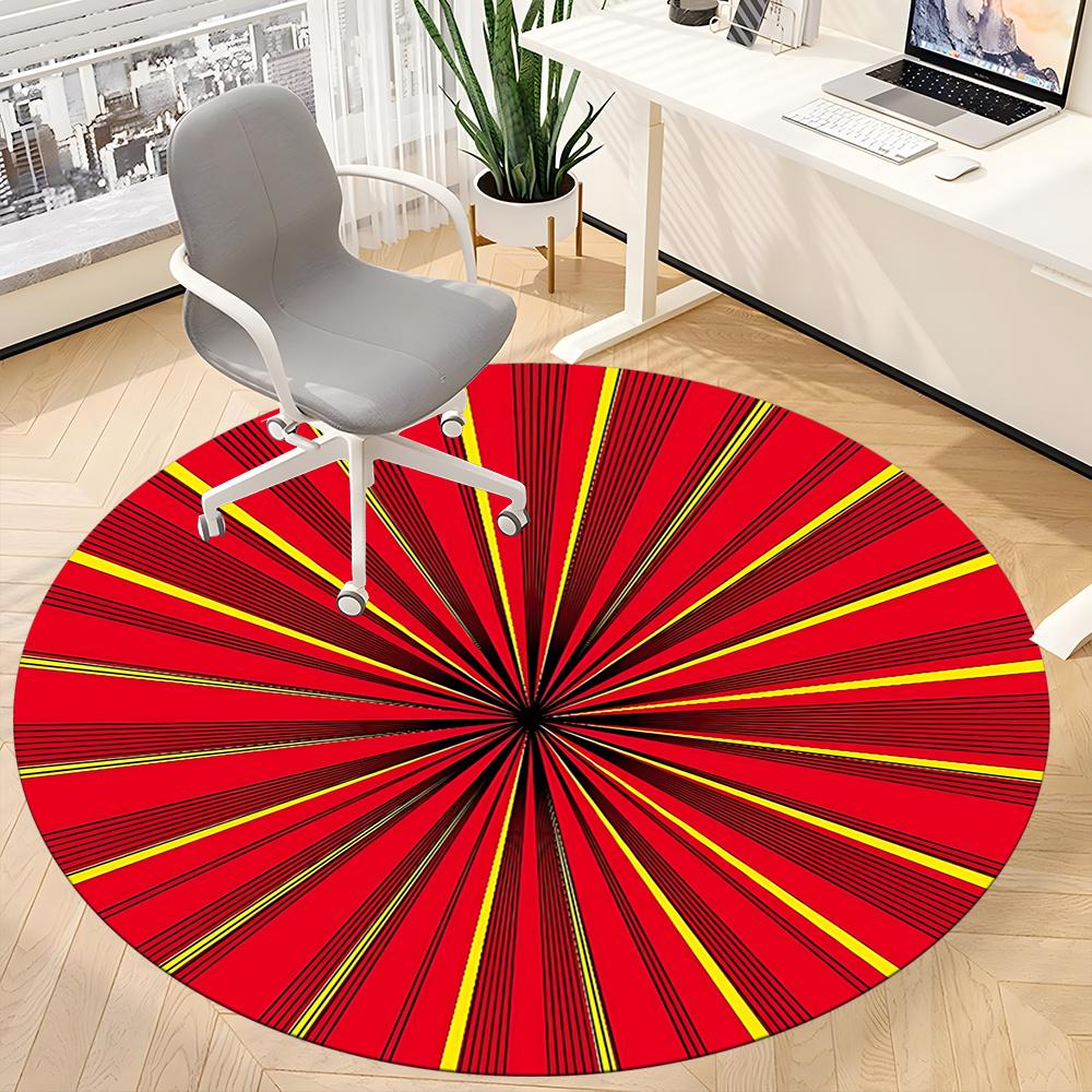 1pc Sunburst Pattern Office Round Area Rug, Indoor Mat Suitable ForOffice, Under Office Chairs Bedroom Living Room Home Decor, Room Decot052