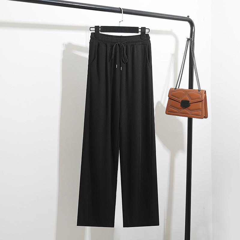 Pantaloni Larghi da Donna Taglie Forti in Seta di Ghiaccio: Vita Alta Estiva, Anti-Zanzare, Design Fresco e Fluido.