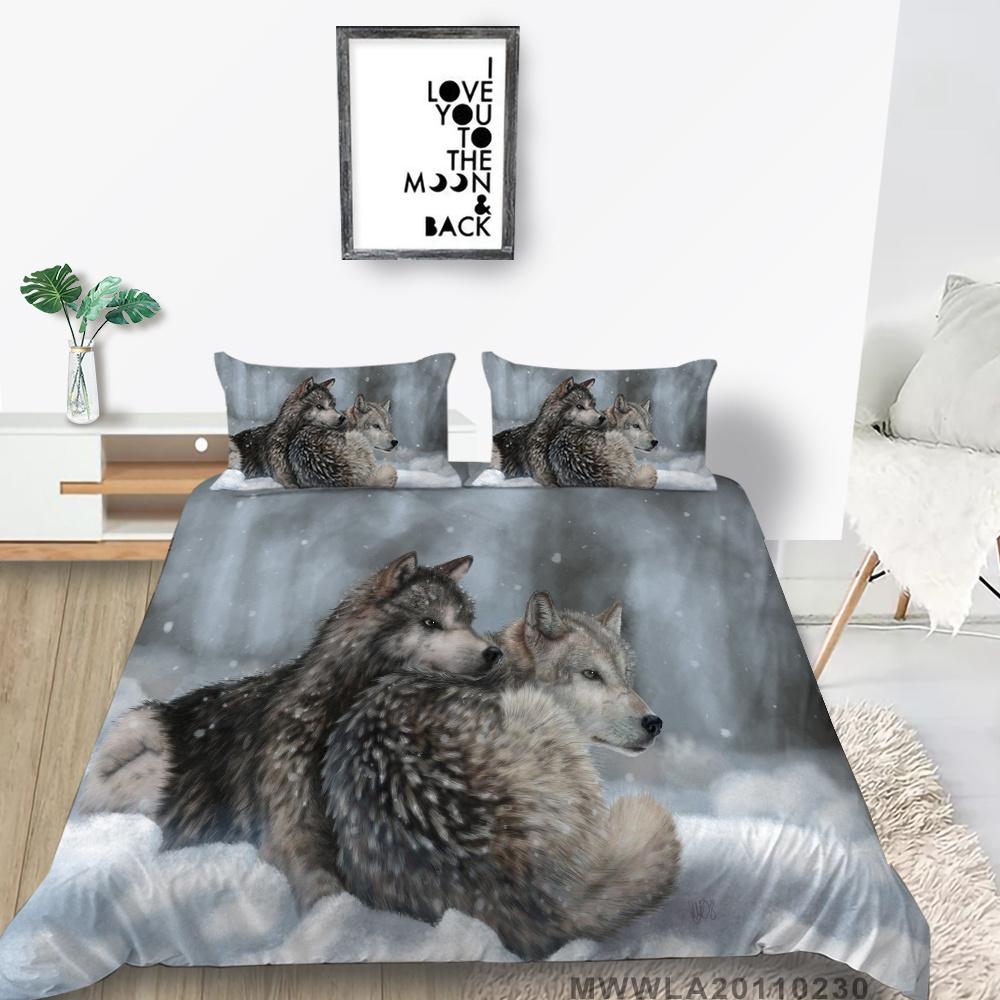 2023 New Style Duvet Cover Set Wolf Pattern Beding Cover Suitsn Polyester Quilt Cover Single Size Bed Set Teens Newly Fashion Bedding Suit