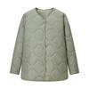 Womens Casual Quilted Cotton Padded Jacket Round Neck Long Sleeve Warm Winter Coat Fashion Style