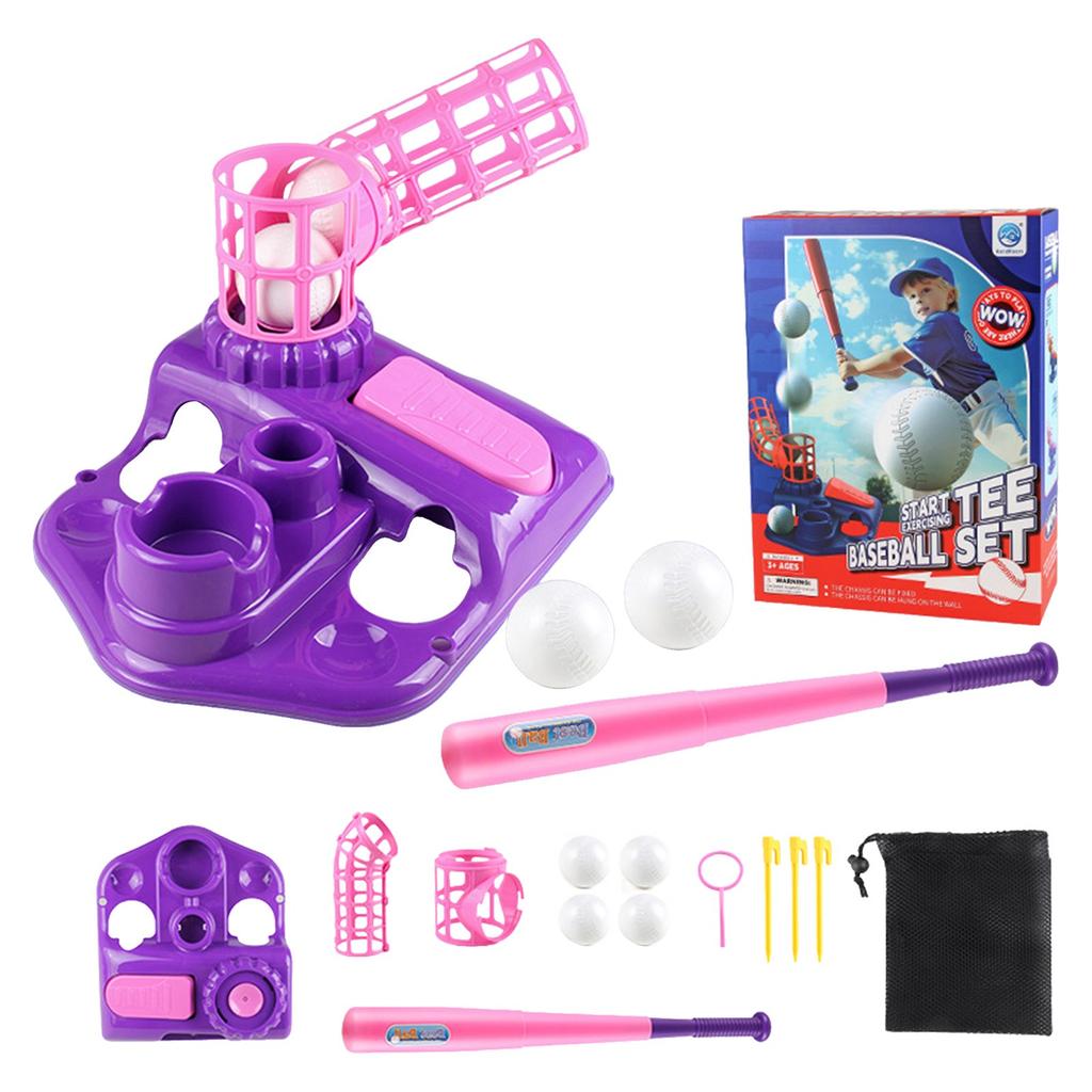 Tee Ball Set For Kids, Baseball Tee Set With Pitching Machine Retractable Age 3-12 Kids Indoor Outdoor Sport Toy For Kids