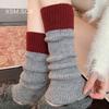 Stiefel Baumwolle Stapelsocken Überzug Gestrickte Wolle Beinüberzug Wolle Verdickt Warm Kontrastierende Spleißung Grau Wade