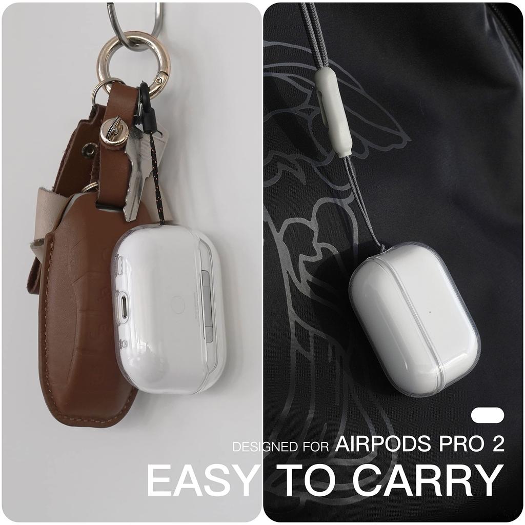 Transparente Hülle kompatibel mit AirPods Pro 4 3 2 1, Weiche TPU-Schutzhülle [Vergilbungsresistent] [Stoßfest] mit Lanyard