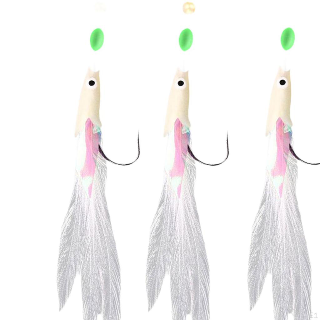 5 Angelmontagen mit Leuchtperlen und Haken für Süß- und Salzwasser