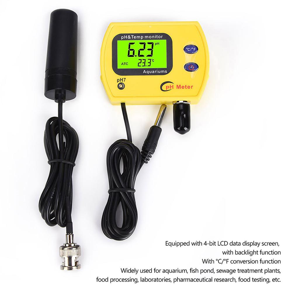 2 In 1 Portable High Precision Temperature PH Tester Meter Water Quality Analyzer Monitor220V EU Plug
