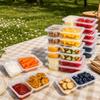 20Pcs Disposable Compartment Food Containers Plastic Meal Prep Containers Fruit Packing Boxes Clear Portion Sauce Cups With Attached Lids