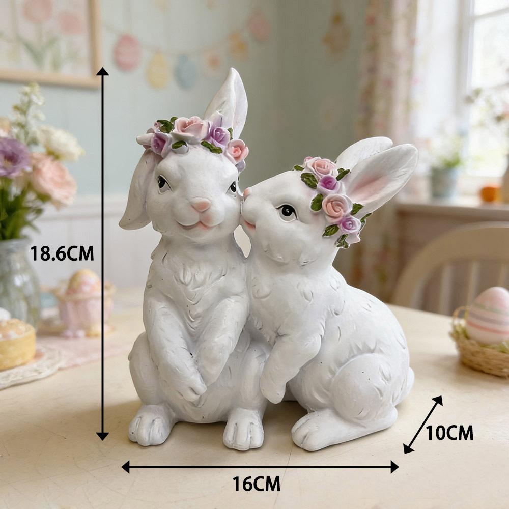 Resin Easter Bunny Figurines, Simple Leisure Cartoon Rabbit Statue, Festive Tabletop Decor for Home Living Room Garden Ornament.