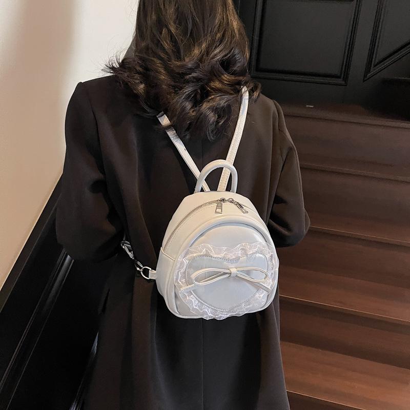 Fashion Lace Bow Backpack Women's 2025 New Trend Small Fresh Schoolbag Shopping Hand Carry Backpack
