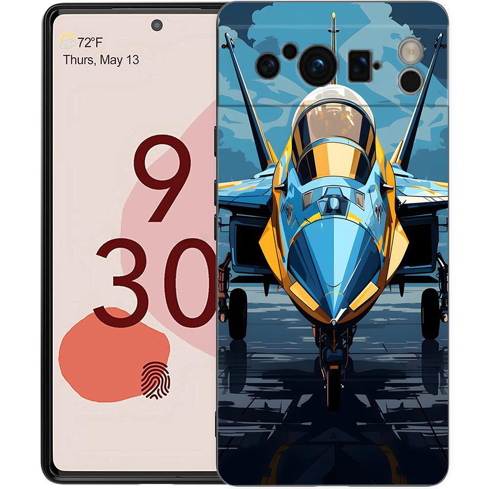 Fighter Planes Phone Case For Google Pixel 8 7 6 Pro 8A 6A 7A 5G Soft Silicone Shockproof TPU Black Cover Fundas