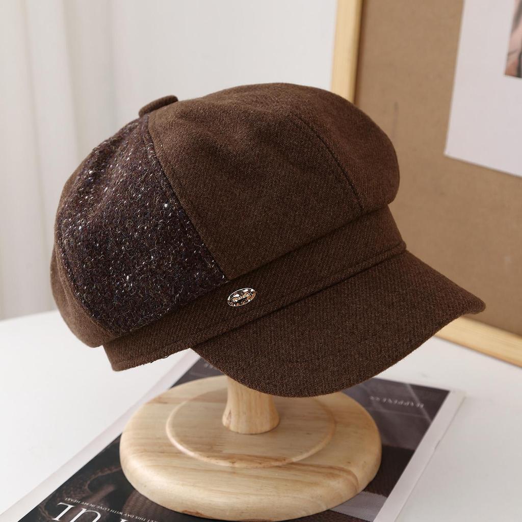 Winter Newsboy Cap Beret for Women Thickened Octagonal , Cold-Proof Painter Style Hat, Vintage Warm Keep Winter Headwear New