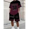 Set da Uomo con Top a Maniche Corte e Pantaloncini Taglie Forti Traspirante Abbigliamento Sportivo da Basket T-shirt con Stampa a Lettere Pantaloncini Set da 2 Pezzi