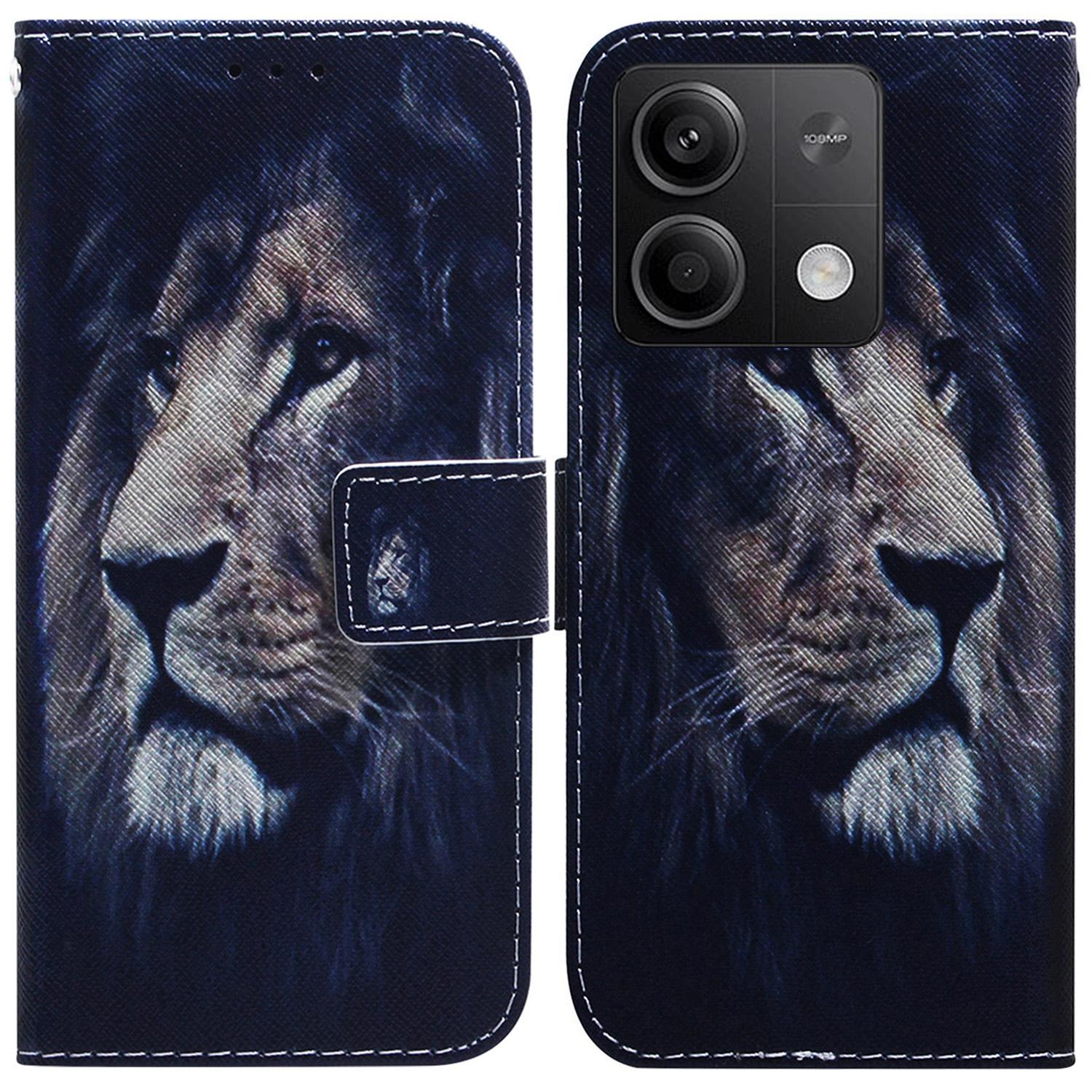 

For Xiaomi Redmi Note 13 5G/Note 13 5G (China) Phone Case Wallet Cover with Pattern Print Lion