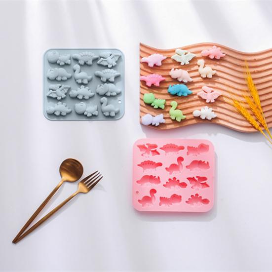 Ice Mold Silicone Tray 12 Cavity 6 Dinosaur Shapes Food Grade Flexible Maker Chocolate Ice Cubes Cake Making Kids Baking Supplies
