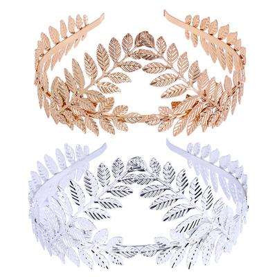 Bridal Headband 2 Pcs Alloy Metal Leaf Crown Vine Headband Leaf Tiara Wedding Headpiece Bridesmaid