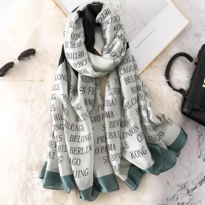 Marque de Luxe Pashmina Bandana Étoles de Plage Hijab Étés Femmes Écharpes Douces Longues Imprimées Écharpes en Soie Châle et Écharpe pour Dame