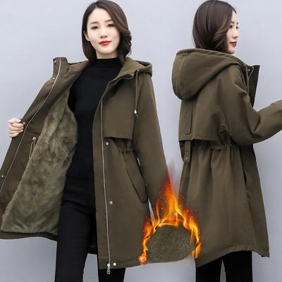 Parkas Frauen Herbst Winter Wolle Liner Verdicken Warme Lange Mantel Koreanische Lose Mit Kapuze Windjacke Weibliche Baumwolle Gefütterte Mäntel