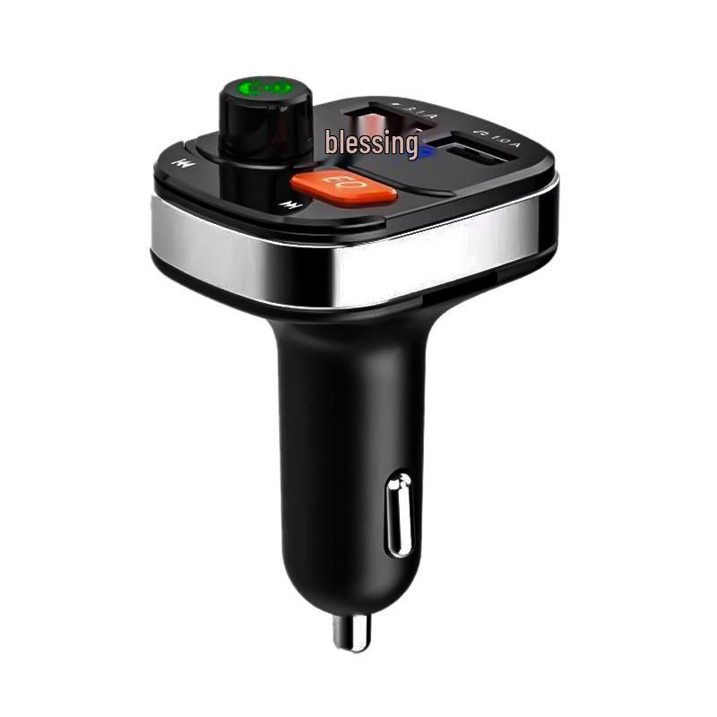 F07 Car Charger with Bluetooth MP3 Player, Digital Display, FM Transmitter, and Dual USB Ports
