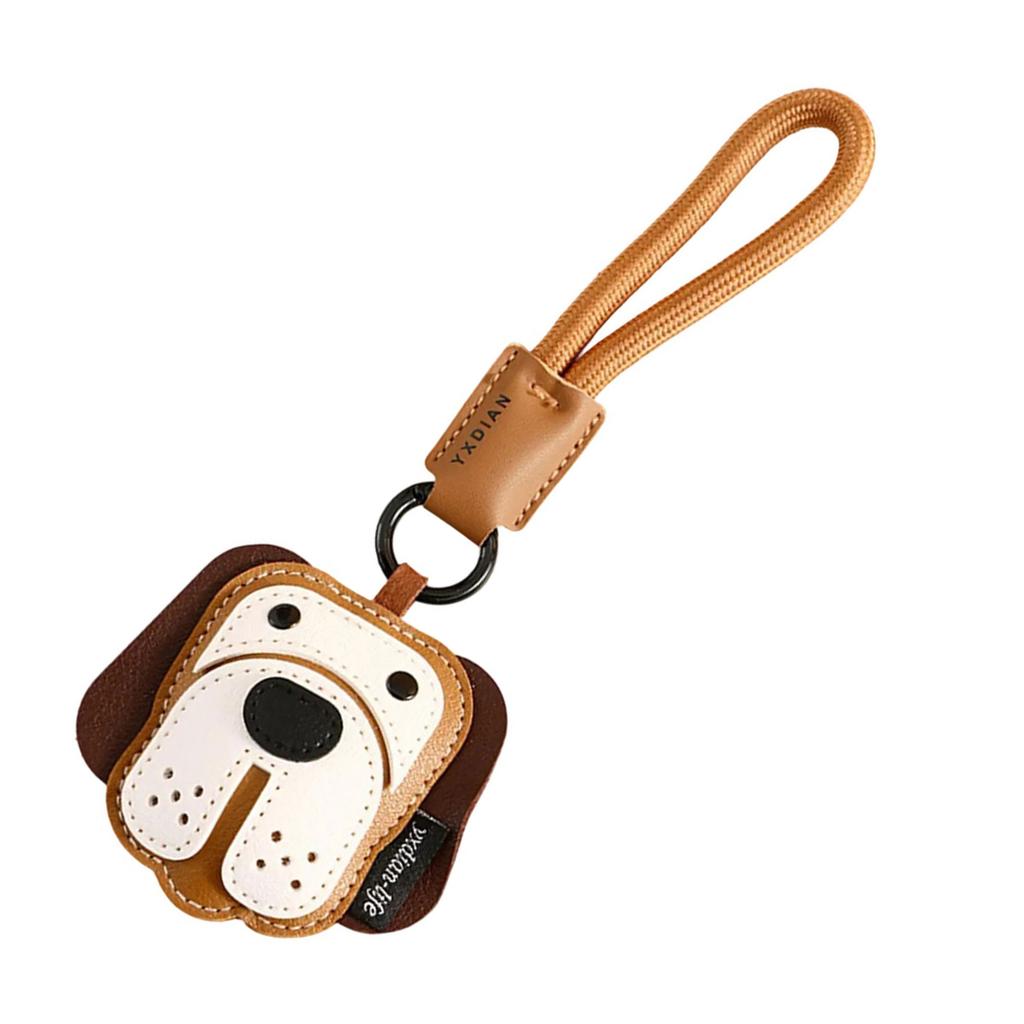Unique Bulldog Design Leather Keychain Lightweight and Practical Bag Pendant Key Holder for Fashion Enthusiasts