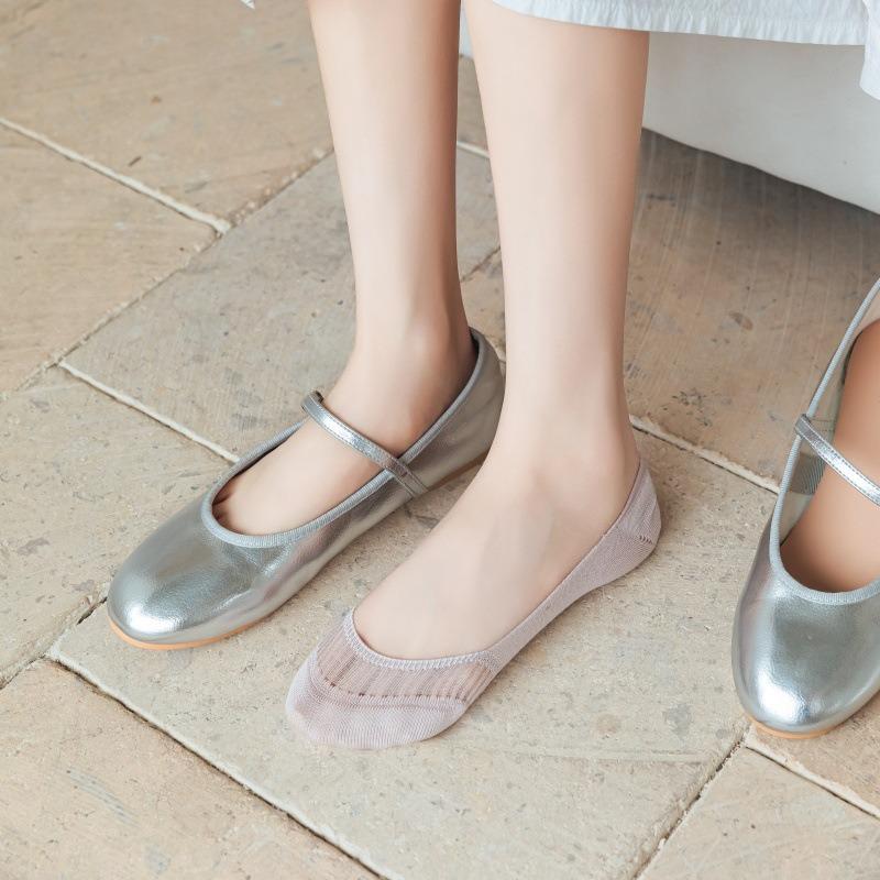 Female Summer Thin Cotton Pure Color Simple Non Slip Heel Boneless Shallow Mouth Invisible Socks