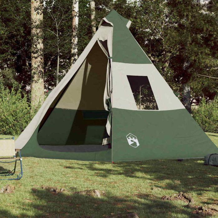 Tente de camping - vidaXL - Tipi 7 personnes - Imperméable - Vert - Léger et portable