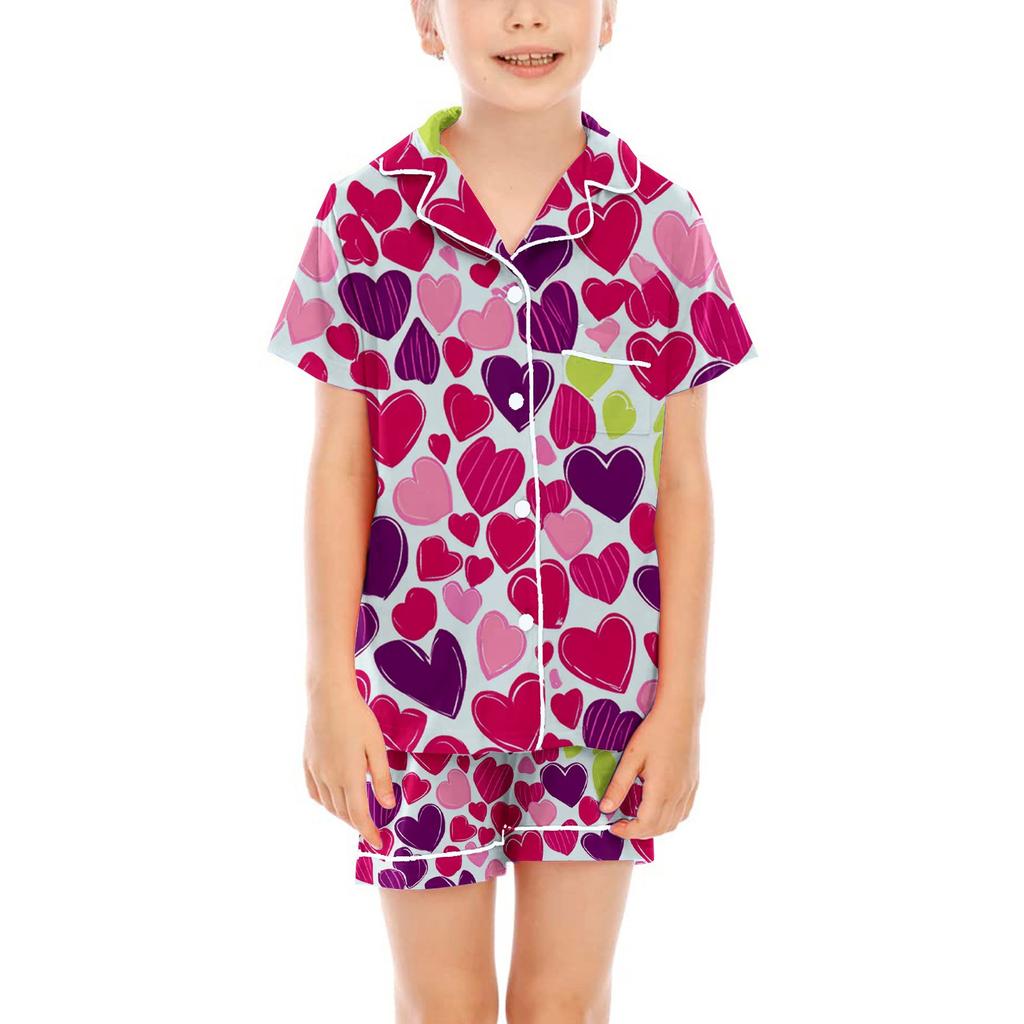Children Pajamas Fashion Two-Piece Shirt Shorts Set Soft Holiday Casual Clothing Set