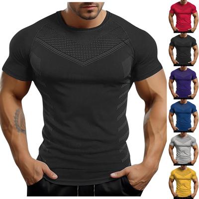 Tight Fitting Sports And Fitness Short Sleeved Round Neck T-Shirt