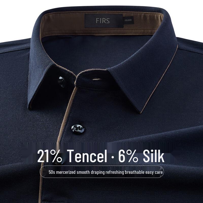 FIRS Men s Business Casual Mulberry Silk Blend Long-Sleeve Top 2XL