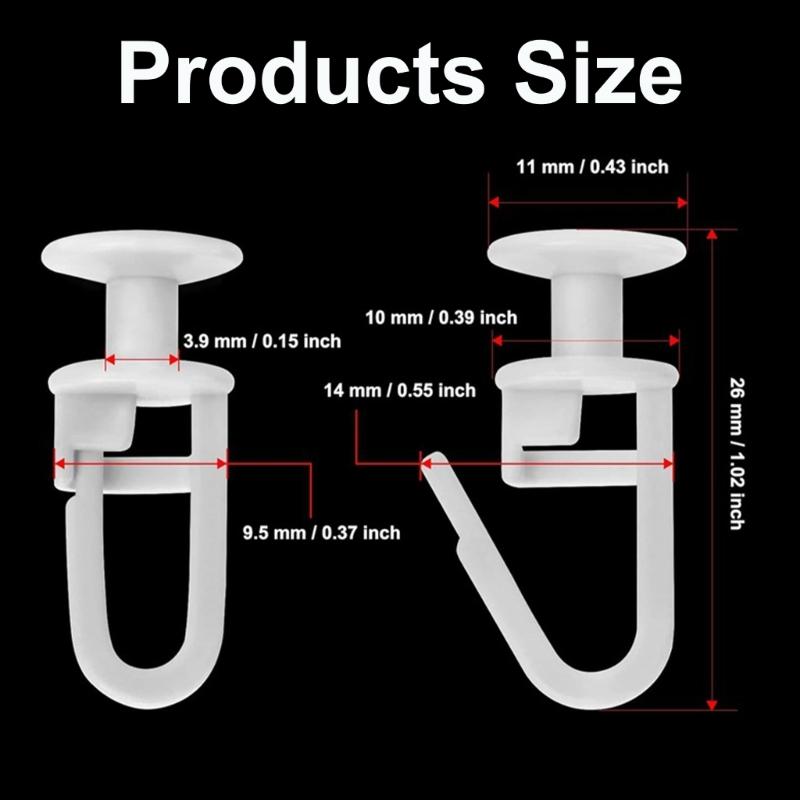 Curtain Track Hook Curtain Rails Ceiling Gliders Set 100Pcs Lockable Folding Hanging Hook and 6Pcs Drape Rails Stoppers