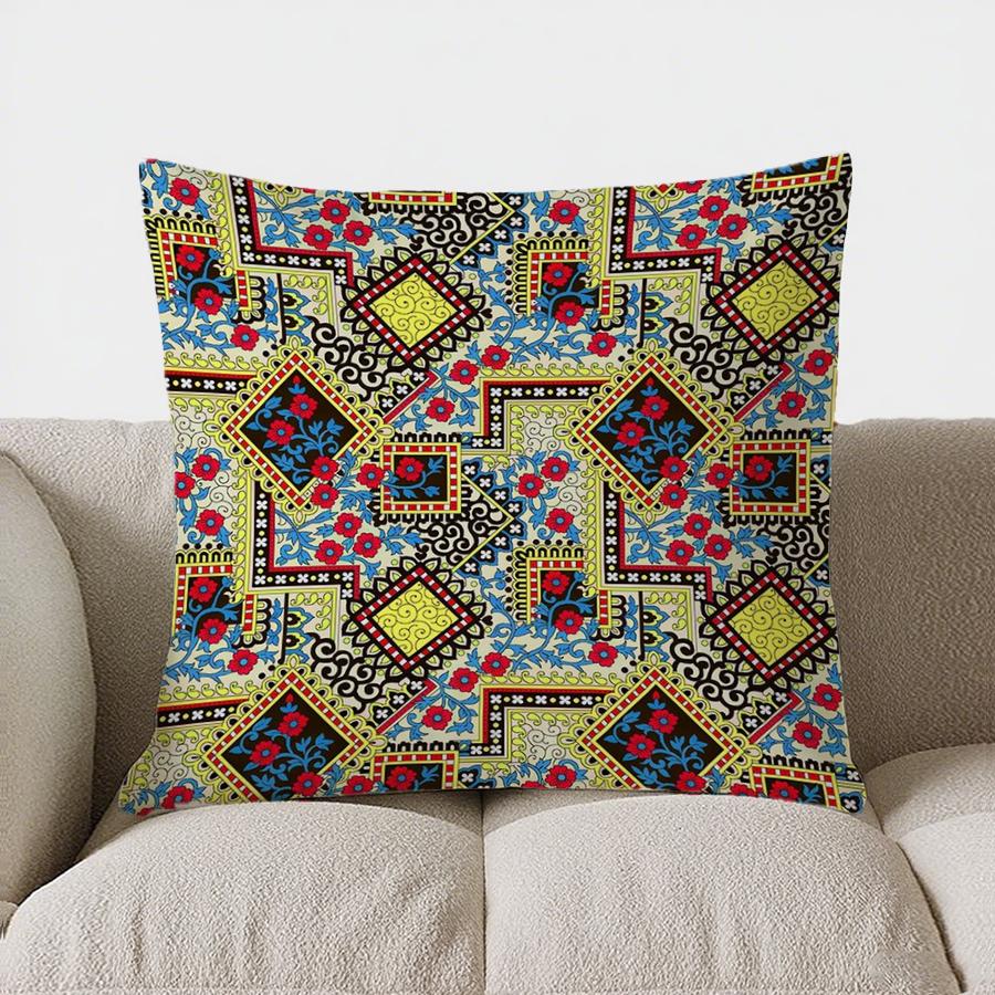 Colorful Geometric Patchwork Pattern Doublesided Printed Pillow Cover Short Plush Suitable Living Room Sofa Throw Cushion Cover