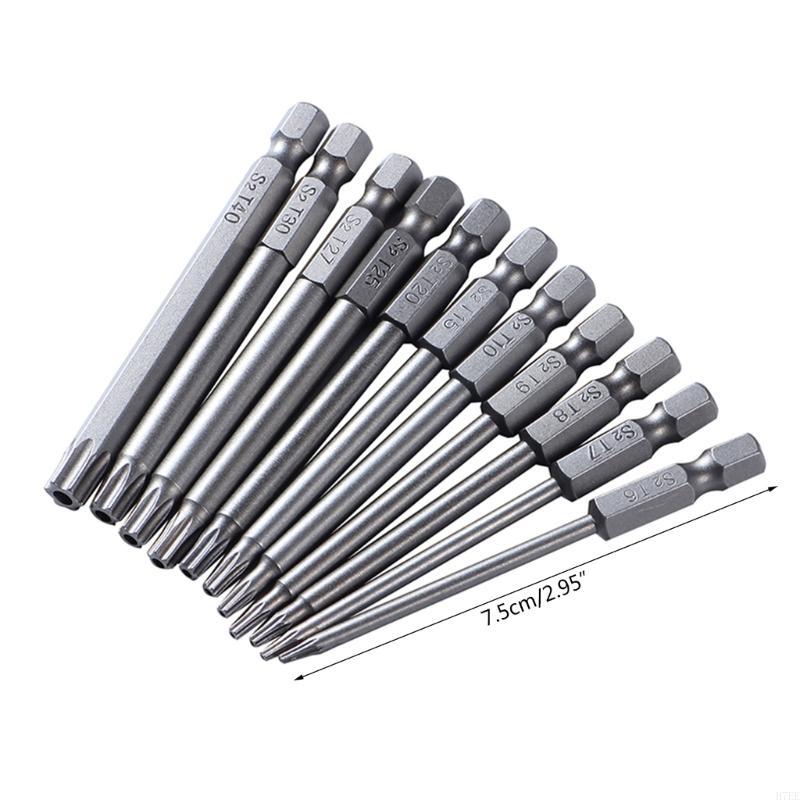 H7EE Pack of 11 Torx Screwdriver Bit Set 1/4inch Hexagon Shank T7 T8 T9 T20 T25 T27 T30 T40 Screw Driver Bit Hand Tools