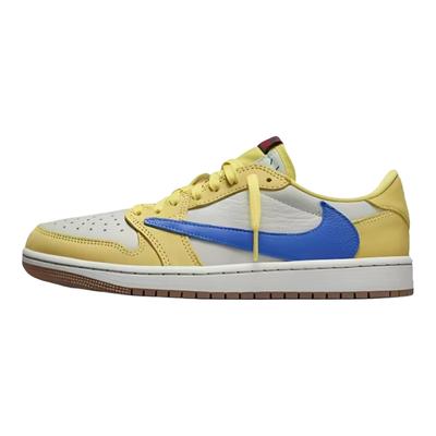 Travis Scott x Air Jordan 1 Peach Pink Hook, Krabice Nízké Vintage Basketbalové Boty Unisex Zlatá Černá DZ4137-700(Tým1868- )