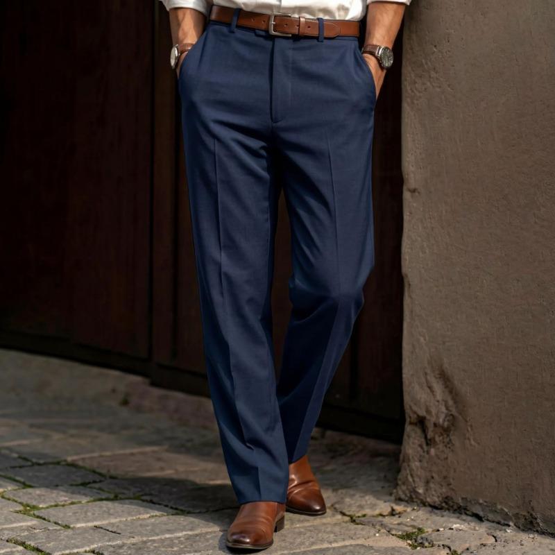 Pantalones de vestir rectos ajustados para hombre color gris claro