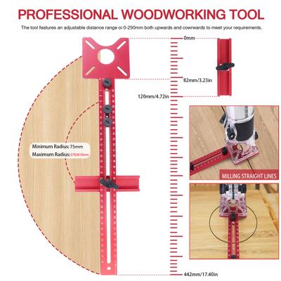 15cm-120cm Router Circle Cutting Jig 4 In 1 Router Milling Groove Bracket Woodworking Cabinet Hardware Jig Punch Groove Bracket