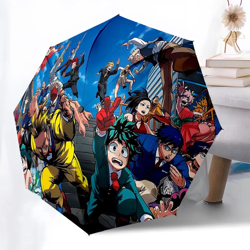 1pc My Hero Academia Automatic Folding Umbrella, Portable 3-Fold Design with 8-Bone Iron Frame, Outdoor for Fans, Travelers, Daily Use, Gift Idea.T065