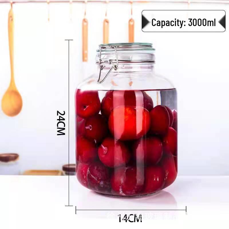 Glass Storage and Pickling Jar with Buckle Seal for Wine, Tea, Honey, and Jam