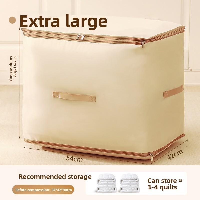 Cubic Flannel Storage Bag For Comforters And Clothing With Zipper For Bedroom And Travel Use