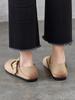 Johnature Retro Genuine Leather Soft Soled Shallow Women's Shoes Versatile Belt Buckle Round Toe Flat Shoes