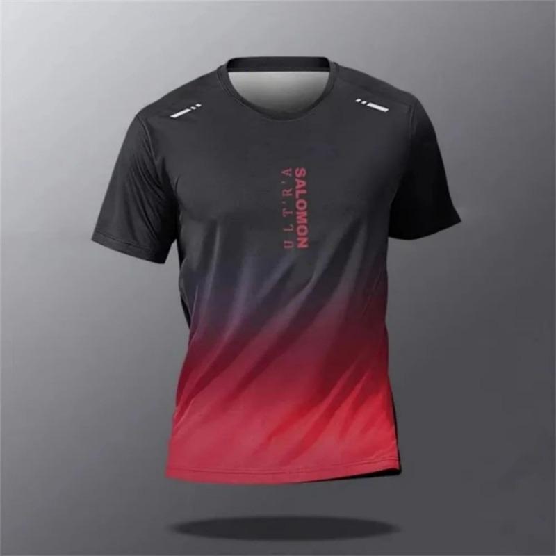 summer breathable and comfortable round neck T-shirt with letter printed pattern for outdoor running, casual and dry top