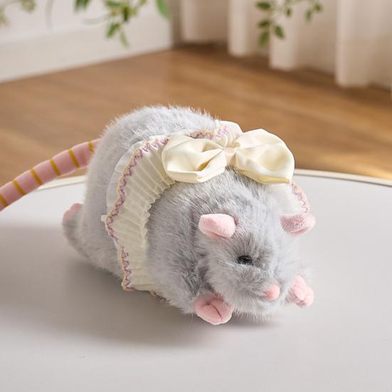 Fare Peluş Oyuncak Yumuşak Dolgulu Hayvan Sevimli Fare Bebek Dantelli Etek Fiyonk Süslemeli Çocuk Odası Masa Dekorasyonu İçin Dekoratif Peluş Fare Hediye