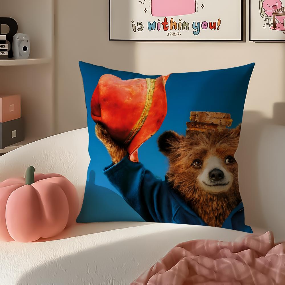 Cute PPaddington Bear Cushion Cover Pillowcase Short Plush Invisible zipper Room Sofa Cushion Cover