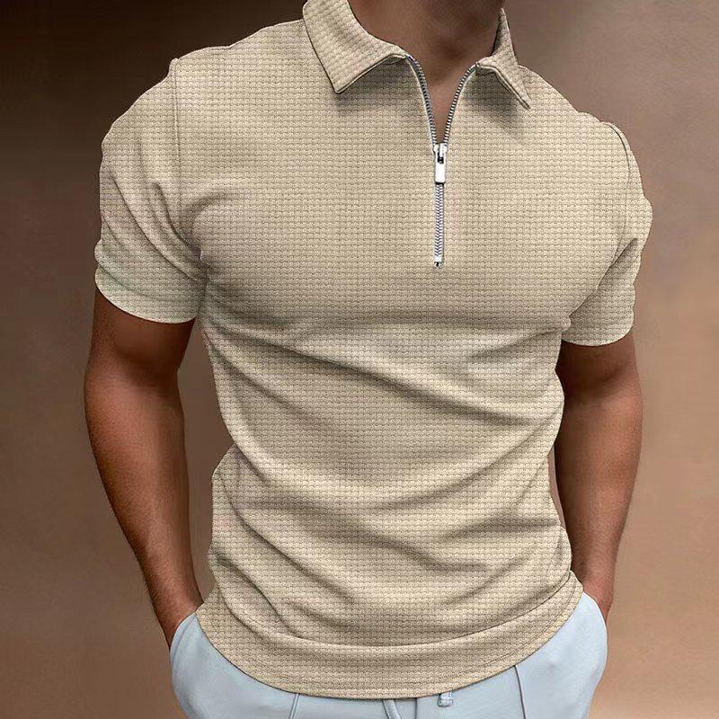 Men's Slim Fit Solid Color Polo Shirt - Short Sleeve, Turn-Down Collar, High-End Summer Tee
