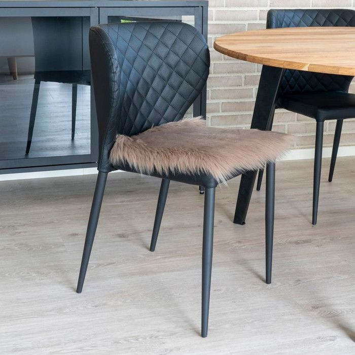 Coussin de siège en peau d'agneau artificielle marron grise 40 x 40 cm