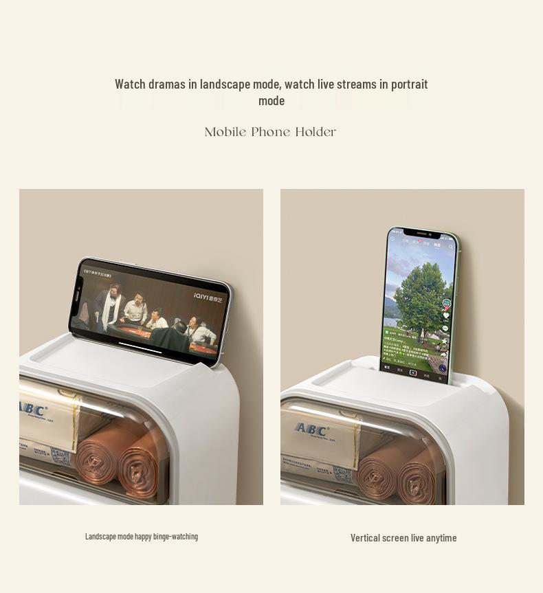 Minimalist Wall-Mounted Bathroom Tissue and Storage Box