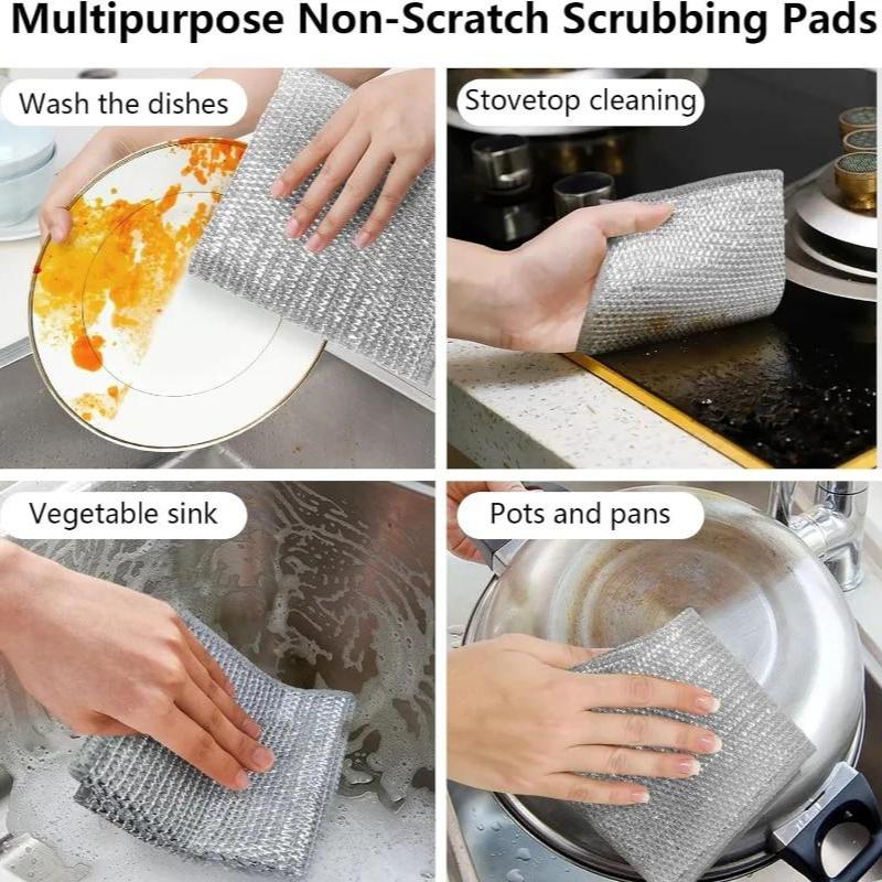 Magic Cleaning Cloth Metal Silver Wire Rags Kitchen Dish Pot Wash Dishing Cloths Towel Clean Tools