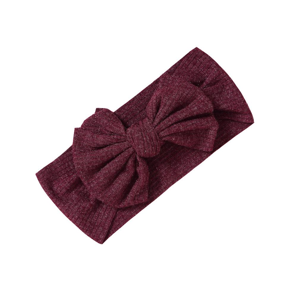 Niansheng Handmade Ribbed Bow Headband for Babies - Solid Color