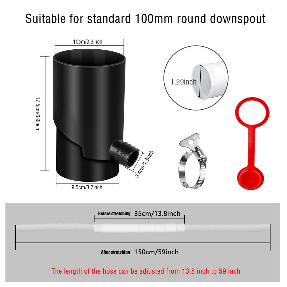 Regenwasserauffangsystem UV-beständig Wetterfest Regenfass Umleitungsset Tragbare Regentonnen zum Sammeln von Regenwasser von